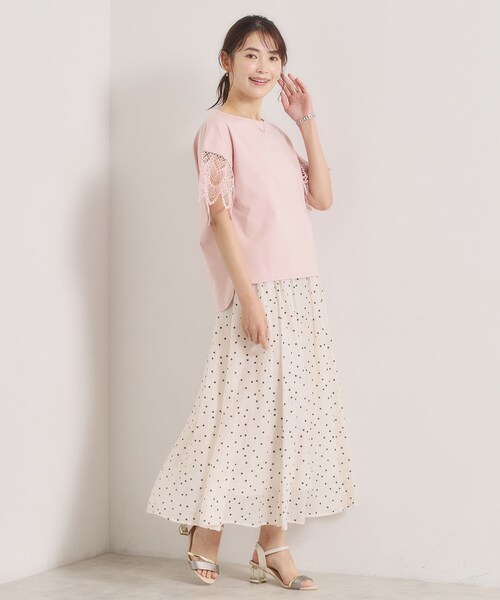 ITS'DEMO(イッツデモ)の「【冷感/速乾】袖レースプルオーバー(Tシャツ/カットソー・レディース・ブラック/オフホワイト/サックスブルー/ピンク・00)」の15枚目の写真