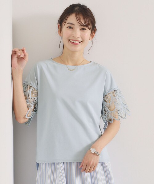 ITS'DEMO(イッツデモ)の「【冷感/速乾】袖レースプルオーバー(Tシャツ/カットソー・レディース・ブラック/オフホワイト/サックスブルー/ピンク・00)」の17枚目の写真