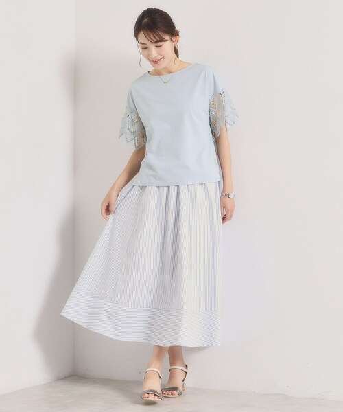 ITS'DEMO(イッツデモ)の「【冷感/速乾】袖レースプルオーバー(Tシャツ/カットソー・レディース・ブラック/オフホワイト/サックスブルー/ピンク・00)」の18枚目の写真