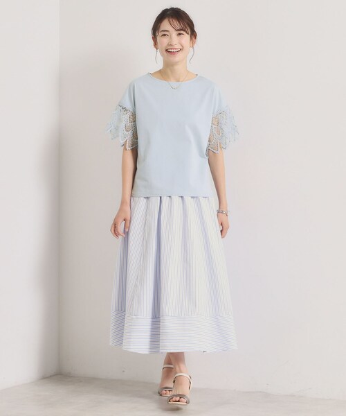 ITS'DEMO(イッツデモ)の「【冷感/速乾】袖レースプルオーバー(Tシャツ/カットソー・レディース・ブラック/オフホワイト/サックスブルー/ピンク・00)」の19枚目の写真