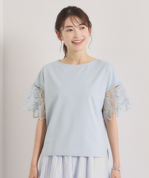 ITS'DEMO(イッツデモ)の「【冷感/速乾】袖レースプルオーバー(Tシャツ/カットソー・レディース・ブラック/オフホワイト/サックスブルー/ピンク・00)」の21枚目の写真