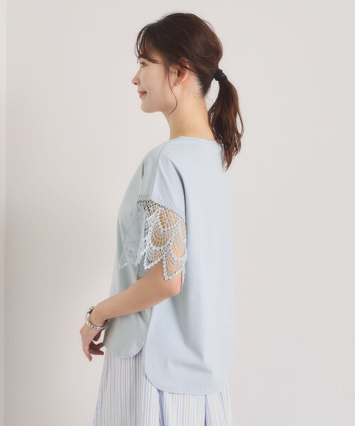 ITS'DEMO(イッツデモ)の「【冷感/速乾】袖レースプルオーバー(Tシャツ/カットソー・レディース・ブラック/オフホワイト/サックスブルー/ピンク・00)」の22枚目の写真