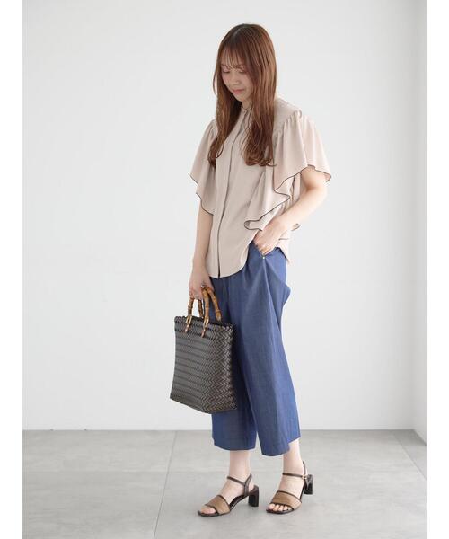 Te chichi（テチチ）の「【UVカット/吸水速乾】ラッフルスリーブバイカラーブラウス（シャツ/ブラウス・レディース・ネイビー/ベージュ/オフホワイト・F）」の16枚目の写真