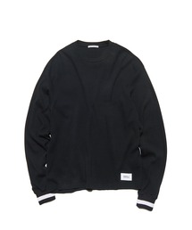 COLOR RIBBED WAFFLE CREWNECK TOP