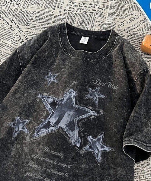 SHEPP(シープ)の「【UNISEX】Y2K ヴィンテージライクスターロゴ オーバーサイズ半袖Tシャツ(Tシャツ/カットソー・レディース・ブラック/ホワイト・L/M)」の5枚目の写真