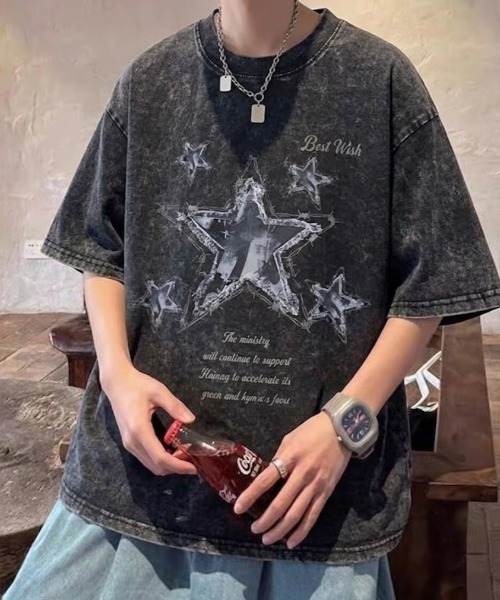 SHEPP(シープ)の「【UNISEX】Y2K ヴィンテージライクスターロゴ オーバーサイズ半袖Tシャツ(Tシャツ/カットソー・レディース・ブラック/ホワイト・L/M)」の3枚目の写真