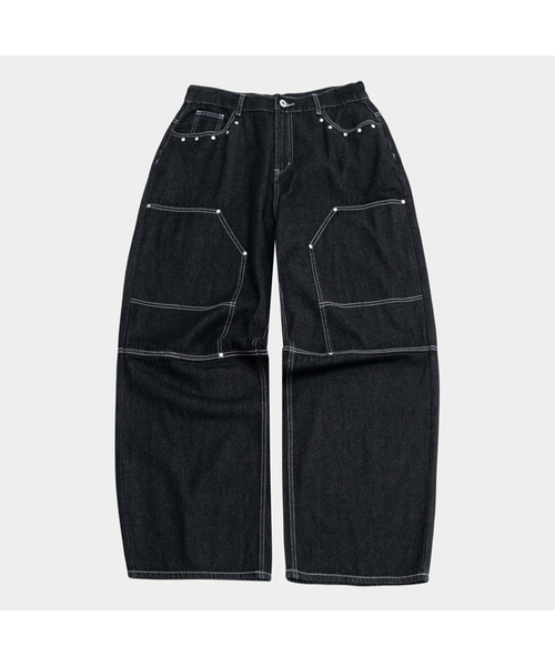 SOMEPLACE MAN(サムプレイス・マン)の「リベットダブルポケットステッチディテールオーバーサイズワイドデニムパンツ_2COLOR(デニムパンツ・メンズ・ブルー系その他/ライトブルー・FREE)」の1枚目の写真