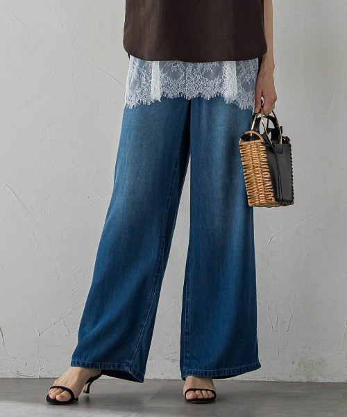 la.f…(ラエフ)の「ドレープシルクデニムパンツ(デニムパンツ・レディース・ブルー/ネイビー・9号/7号/11号)」の2枚目の写真