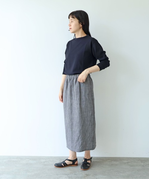 yuni(ユニ )の「△強撚C/Ny sheer long sleeve pullover(Tシャツ/カットソー・レディース・ブラック/ホワイト・FREE)」の4枚目の写真