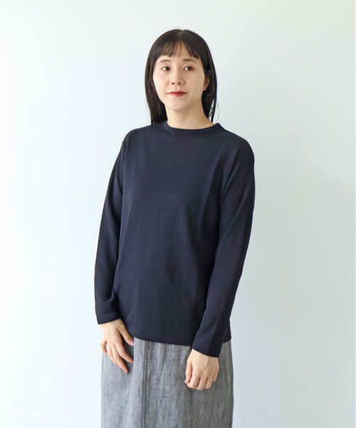 yuni(ユニ )の「△強撚C/Ny sheer long sleeve pullover(Tシャツ/カットソー・レディース・ブラック/ホワイト・FREE)」の7枚目の写真