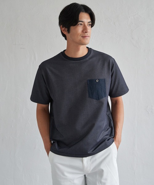 ikka(イッカ)の「【接触冷感】デニムライクポケットTシャツ(Tシャツ/カットソー・メンズ・ライトグレー/ブラック/ネイビー・M/L/XL/S)」の3枚目の写真