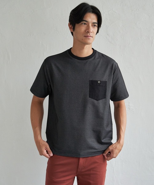 ikka(イッカ)の「【接触冷感】デニムライクポケットTシャツ(Tシャツ/カットソー・メンズ・ライトグレー/ブラック/ネイビー・M/L/XL/S)」の1枚目の写真