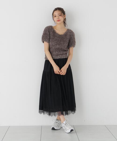 PROPORTION BODY DRESSING(プロポーションボディドレッシング)の「レース切り替えティアードスカート / 1216220700(スカート・レディース・ブラック/ピンク・MEDIUM/P/S)」の1枚目の写真