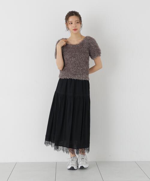 PROPORTION BODY DRESSING(プロポーションボディドレッシング)の「レース切り替えティアードスカート / 1216220700(スカート・レディース・ブラック/ピンク・MEDIUM/P/S)」の3枚目の写真