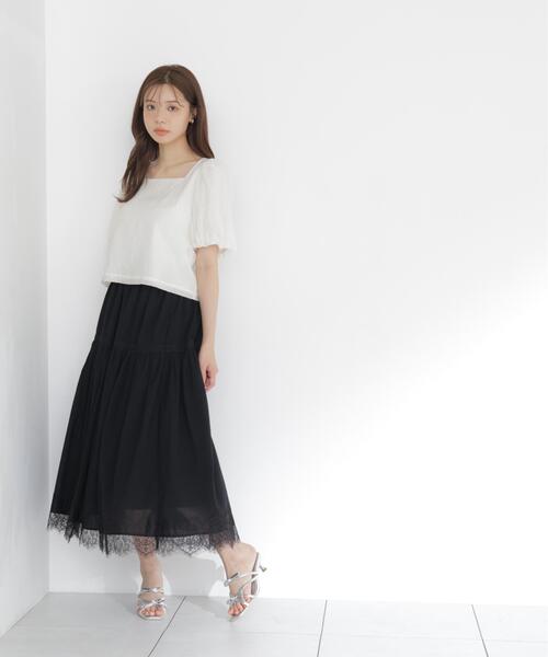 PROPORTION BODY DRESSING(プロポーションボディドレッシング)の「レース切り替えティアードスカート / 1216220700(スカート・レディース・ブラック/ピンク・MEDIUM/P/S)」の10枚目の写真