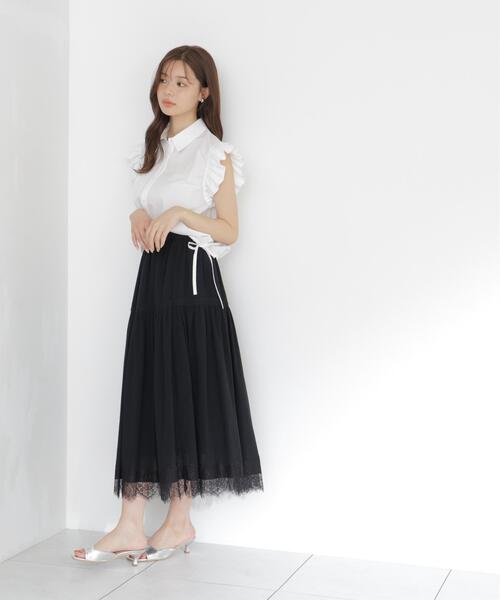 PROPORTION BODY DRESSING(プロポーションボディドレッシング)の「レース切り替えティアードスカート / 1216220700(スカート・レディース・ブラック/ピンク・MEDIUM/P/S)」の11枚目の写真