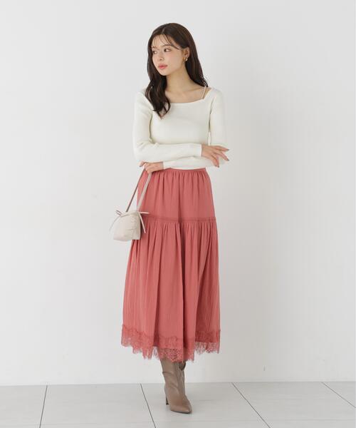 PROPORTION BODY DRESSING(プロポーションボディドレッシング)の「レース切り替えティアードスカート / 1216220700(スカート・レディース・ブラック/ピンク・MEDIUM/P/S)」の15枚目の写真