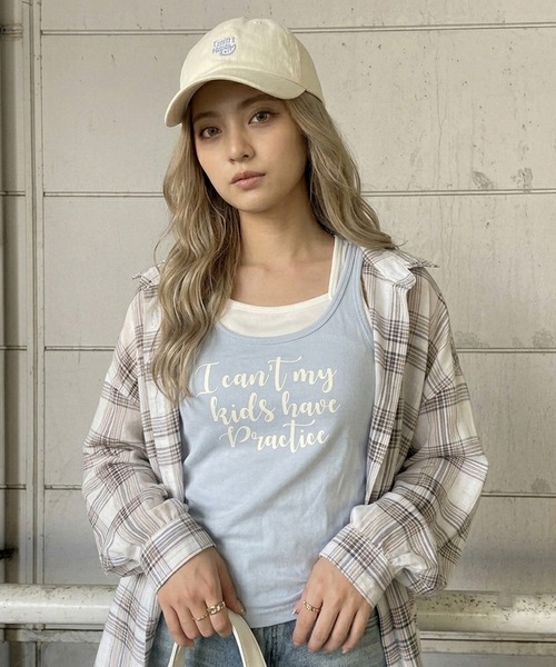 non-hedge(ノンヘッジ)の「ロゴノースリーブタンクトップキャミソールセット(Tシャツ/カットソー・レディース・ブルー/グレー/オフホワイト/チャコールグレー・FREE)」の22枚目の写真