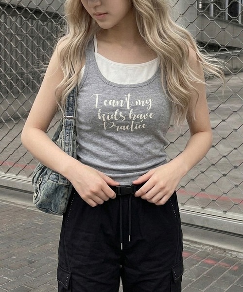 non-hedge(ノンヘッジ)の「ロゴノースリーブタンクトップキャミソールセット(Tシャツ/カットソー・レディース・ブルー/グレー/オフホワイト/チャコールグレー・FREE)」の13枚目の写真