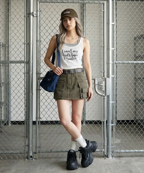 non-hedge(ノンヘッジ)の「ロゴノースリーブタンクトップキャミソールセット(Tシャツ/カットソー・レディース・ブルー/グレー/オフホワイト/チャコールグレー・FREE)」の15枚目の写真