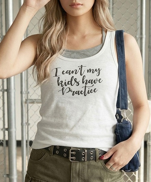 non-hedge(ノンヘッジ)の「ロゴノースリーブタンクトップキャミソールセット(Tシャツ/カットソー・レディース・ブルー/グレー/オフホワイト/チャコールグレー・FREE)」の19枚目の写真