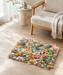 MILLION CARATS（ミリオンカラッツ）の「【リサイクルファブリック・60×80cm】《yao》 - India Bushy Rug L Whitish - インドのハギレが彩るラグマット（ラグ/マット）」