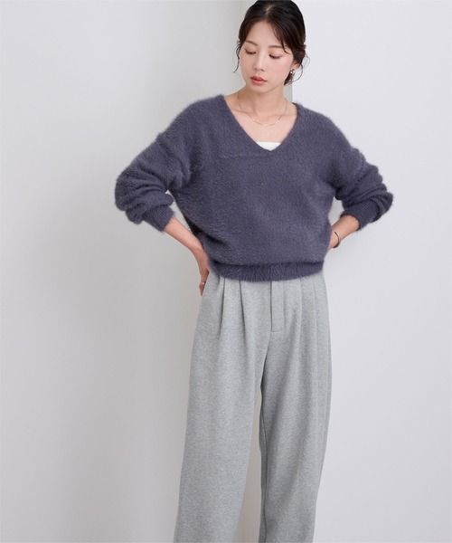 UR'S（ユアーズ）の「裏起毛ウエストタックスウェットパンツ（その他パンツ・レディース・グレー/ブラック・S/L/M）」の3枚目の写真
