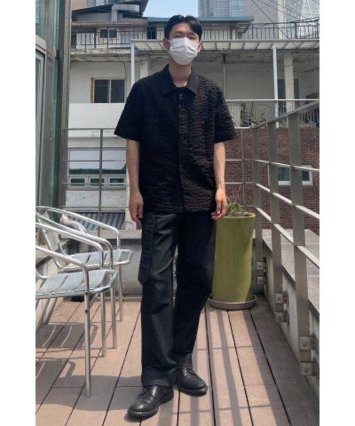 NOIRER(ノイア)の「オーバーサイズリップルハーフシャツ(ブラック)(シャツ/ブラウス・メンズ・その他・48/50/52)」の14枚目の写真