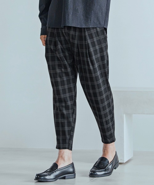 Magine(マージン)の「mp15243-Herringbone Check - Solid TR Stretch Tapered Easy Pants テーパードイージーパンツ(MGN-263-010)(その他パンツ・メンズ・ブラック/ブラック系その他/グレー系その他・44/46/48)」の2枚目の写真