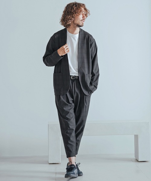 Magine(マージン)の「mp15243-Herringbone Check - Solid TR Stretch Tapered Easy Pants テーパードイージーパンツ(MGN-263-010)(その他パンツ・メンズ・ブラック/ブラック系その他/グレー系その他・44/46/48)」の14枚目の写真