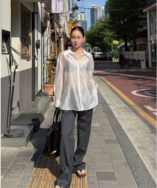 ZEROSTREET（ゼロストリート）の「[3カラー] ルゼロ シア ルーズフィットシャツ（シャツ/ブラウス・レディース・ホワイト/アッシュグレー/ブルー・FREE）」の10枚目の写真