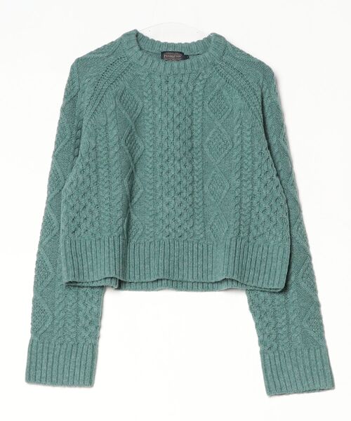 PENDLETON(ペンドルトン)の「【T20】【PENDLETON/ペンドルトン】CROPPED FISHERMAN SWEATER(ニット/セーター・レディース・ワインレッド/グリーン/ナチュラル・MEDIUM/SMALL)」の6枚目の写真