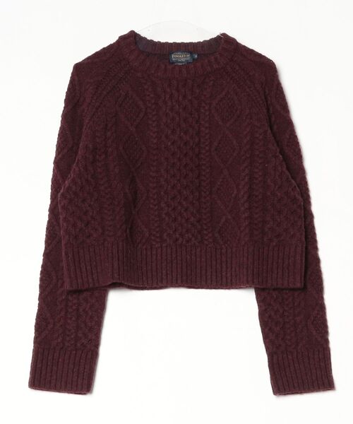 PENDLETON(ペンドルトン)の「【T20】【PENDLETON/ペンドルトン】CROPPED FISHERMAN SWEATER(ニット/セーター・レディース・ワインレッド/グリーン/ナチュラル・MEDIUM/SMALL)」の7枚目の写真