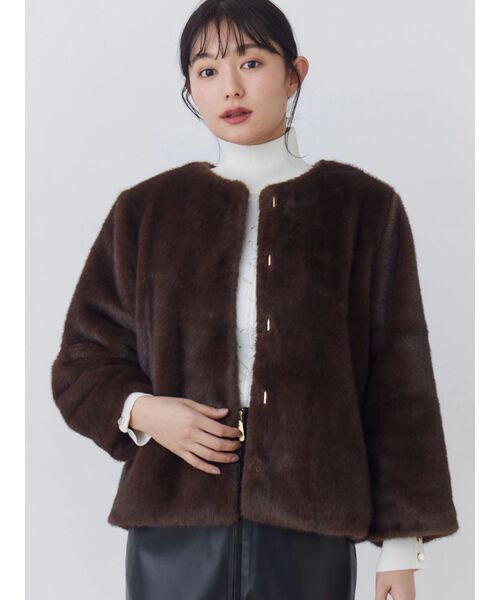 TONAL(トーナル)の「ノーカラーボアブルゾン(ブルゾン・レディース・オフホワイト/グレー/ブラウン・MEDIUM/SMALL)」の13枚目の写真