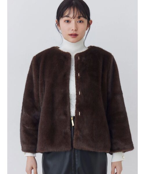 TONAL(トーナル)の「ノーカラーボアブルゾン(ブルゾン・レディース・オフホワイト/グレー/ブラウン・MEDIUM/SMALL)」の15枚目の写真