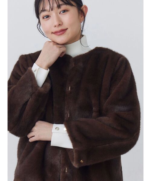 TONAL(トーナル)の「ノーカラーボアブルゾン(ブルゾン・レディース・オフホワイト/グレー/ブラウン・MEDIUM/SMALL)」の17枚目の写真