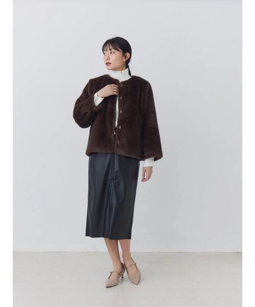 TONAL(トーナル)の「ノーカラーボアブルゾン(ブルゾン・レディース・オフホワイト/グレー/ブラウン・MEDIUM/SMALL)」の18枚目の写真