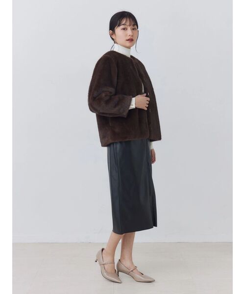 TONAL(トーナル)の「ノーカラーボアブルゾン(ブルゾン・レディース・オフホワイト/グレー/ブラウン・MEDIUM/SMALL)」の20枚目の写真