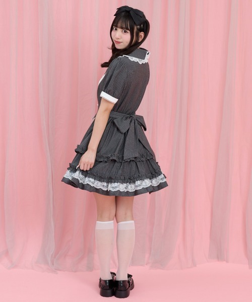Secret Honey(シークレットハニー)の「ネクタイ付レイヤード風ワンピース(ワンピース・レディース・ブラック/グレー・MEDIUM)」の4枚目の写真
