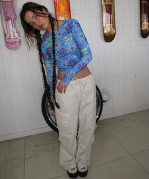 CENTAUR.KR（セントール）の「LUCKY FLOWER KNIT T-SHIRTS_SKY BLUE（Tシャツ/カットソー）」