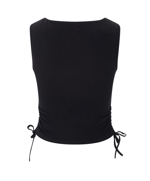 PLEASENOFOLLOW(プリーズノーフォロー)の「Mov Shirring Sleeveless Top (Black)(Tシャツ/カットソー・レディース・その他・FREE)」の3枚目の写真