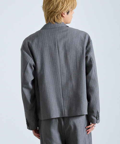 SERACE（セラス）の「【SERACE】 FIREMAN STRIPE SHORT TAILORED JACKET / ファイヤーマンストライプショートテーラードジャケット（テーラードジャケット・メンズ・グレー/ブラック・S/M/L）」の8枚目の写真