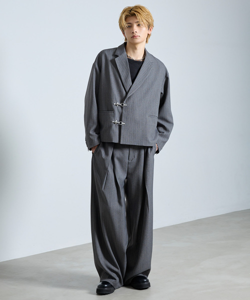 SERACE（セラス）の「【SERACE】 FIREMAN STRIPE SHORT TAILORED JACKET / ファイヤーマンストライプショートテーラードジャケット（テーラードジャケット・メンズ・グレー/ブラック・S/M/L）」の11枚目の写真