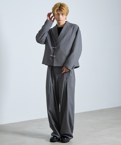 SERACE（セラス）の「【SERACE】 FIREMAN STRIPE SHORT TAILORED JACKET / ファイヤーマンストライプショートテーラードジャケット（テーラードジャケット・メンズ・グレー/ブラック・S/M/L）」の12枚目の写真