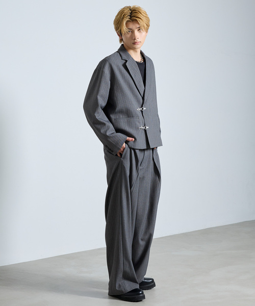 SERACE（セラス）の「【SERACE】 FIREMAN STRIPE SHORT TAILORED JACKET / ファイヤーマンストライプショートテーラードジャケット（テーラードジャケット・メンズ・グレー/ブラック・S/M/L）」の13枚目の写真