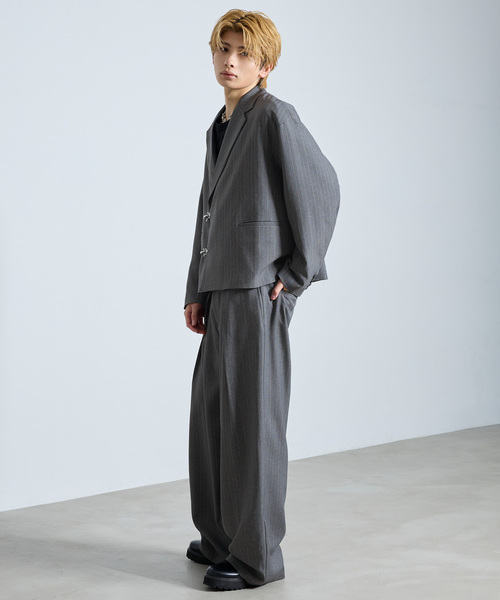 SERACE（セラス）の「【SERACE】 FIREMAN STRIPE SHORT TAILORED JACKET / ファイヤーマンストライプショートテーラードジャケット（テーラードジャケット・メンズ・グレー/ブラック・S/M/L）」の14枚目の写真