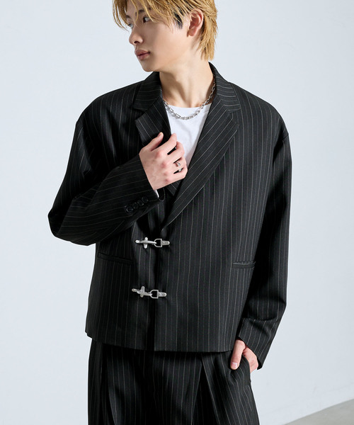 SERACE（セラス）の「【SERACE】 FIREMAN STRIPE SHORT TAILORED JACKET / ファイヤーマンストライプショートテーラードジャケット（テーラードジャケット・メンズ・グレー/ブラック・S/M/L）」の19枚目の写真