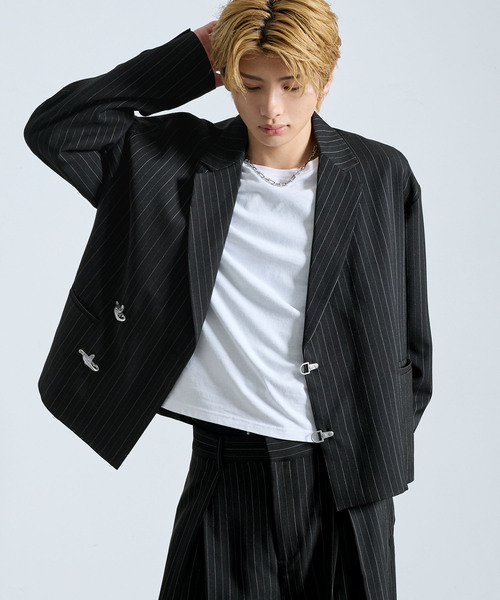 SERACE（セラス）の「【SERACE】 FIREMAN STRIPE SHORT TAILORED JACKET / ファイヤーマンストライプショートテーラードジャケット（テーラードジャケット・メンズ・グレー/ブラック・S/M/L）」の20枚目の写真