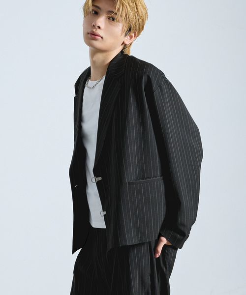 SERACE（セラス）の「【SERACE】 FIREMAN STRIPE SHORT TAILORED JACKET / ファイヤーマンストライプショートテーラードジャケット（テーラードジャケット・メンズ・グレー/ブラック・S/M/L）」の22枚目の写真