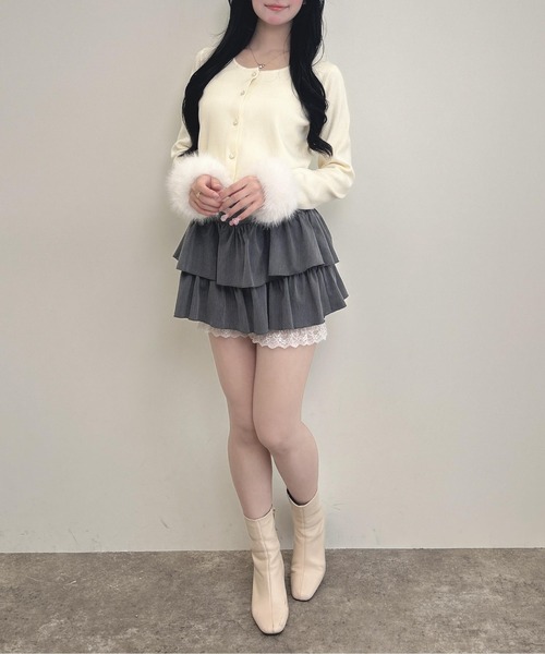 INGNI(イング)の「袖フェイクファーニットカーディガン(カーディガン/ボレロ・レディース・アイボリー/ピンク/ブラック・M)」の9枚目の写真